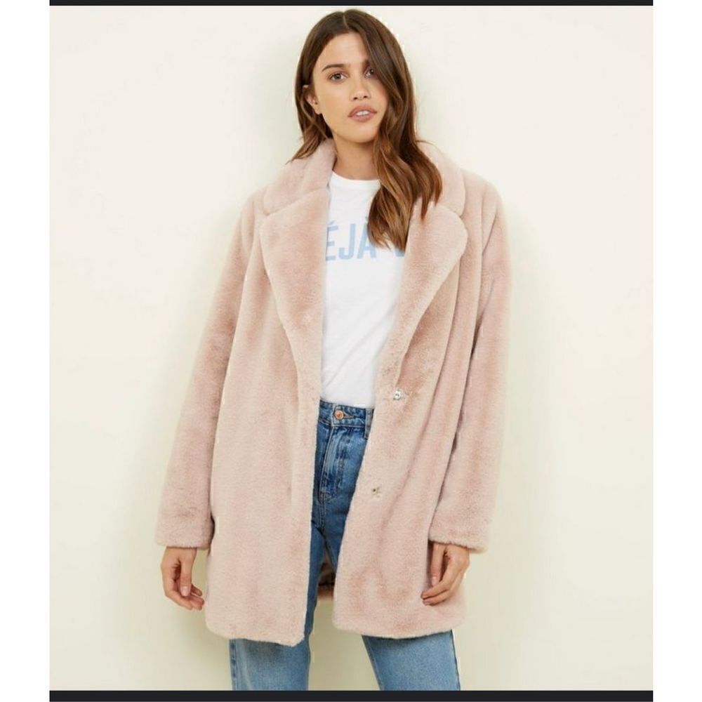 Ashley by 26 blush pink faux fur coat M